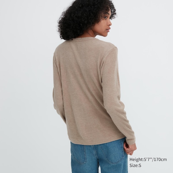 Uniqlo HEATTECH Fleece Crew Neck Long-Sleeve Naisten T Paidat Aprikoosi | 2850-GEHQI