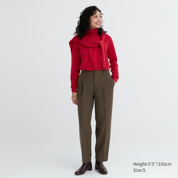 Uniqlo HEATTECH Pleated Tapered Naisten Housut Oliivinvihreä | 3896-PALXG