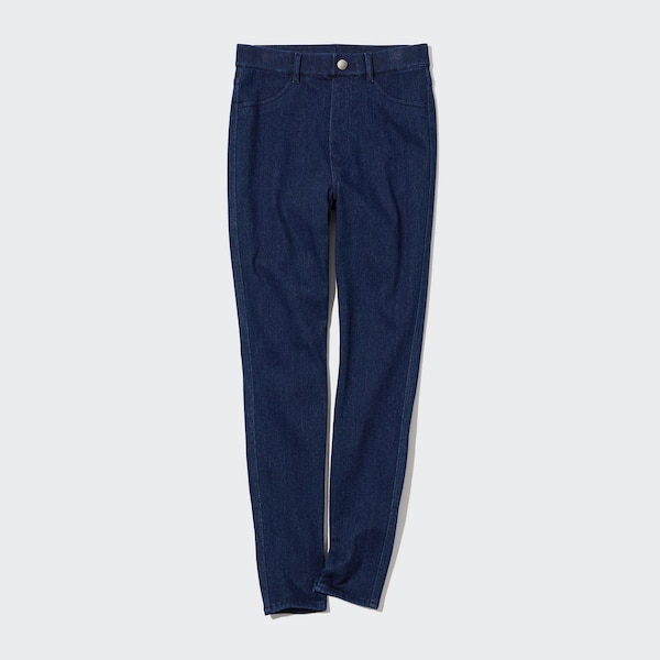 Uniqlo HEATTECH Ultra Stretch High-Rise Denim Leggings Naisten Housut Sininen | 1574-DSKMJ