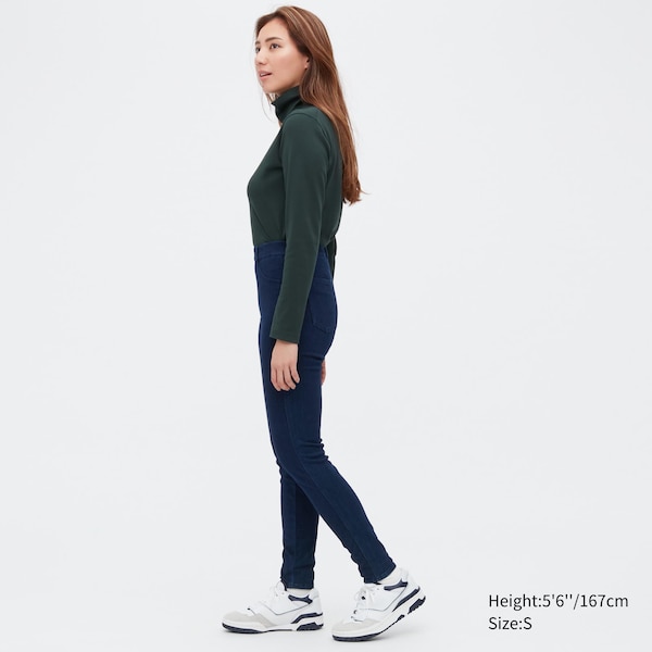 Uniqlo HEATTECH Ultra Stretch High-Rise Denim Leggings Naisten Housut Sininen | 1574-DSKMJ