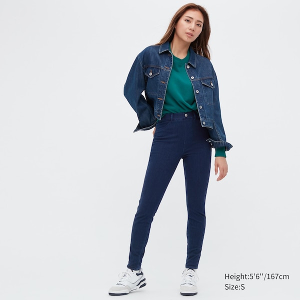 Uniqlo HEATTECH Ultra Stretch High-Rise Denim Leggings Naisten Housut Sininen | 1574-DSKMJ