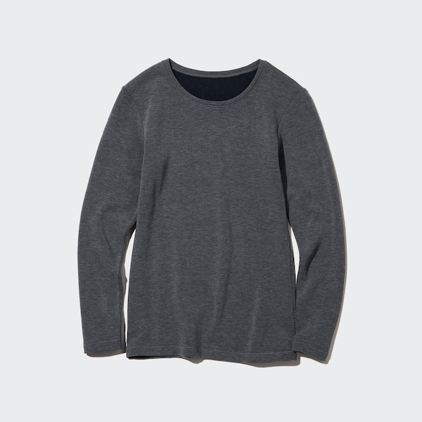 Uniqlo HEATTECH Ultra Warm Crew Neck Long-Sleeve Naisten T Paidat Tummanharmaat | 9318-BMKIP