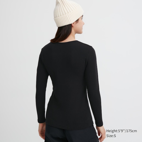 Uniqlo HEATTECH Ultra Warm Crew Neck Long-Sleeve Naisten T Paidat Mustat | 9638-QOUXF