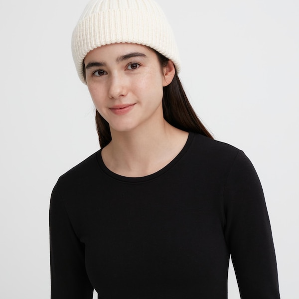 Uniqlo HEATTECH Ultra Warm Crew Neck Long-Sleeve Naisten T Paidat Mustat | 9638-QOUXF