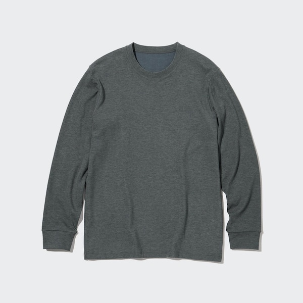 Uniqlo HEATTECH Ultra Warm Crew Neck Long-Sleeve Miesten T Paidat Tummanharmaat | 7045-AJEMR