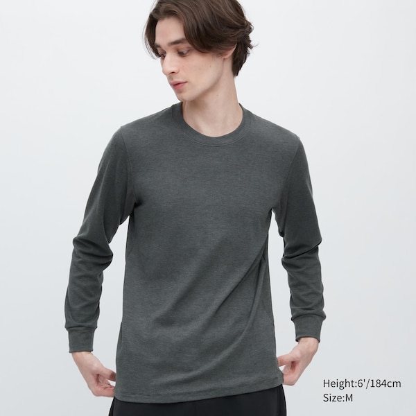 Uniqlo HEATTECH Ultra Warm Crew Neck Long-Sleeve Miesten T Paidat Tummanharmaat | 7045-AJEMR