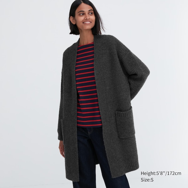 Uniqlo Knitted Long Naisten Takit Tummanharmaat | 1592-EDWZI