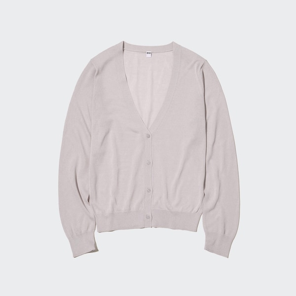 Uniqlo Light V-Neck Long-Sleeve Naisten Neuletakki Beige | 1680-EJYFI