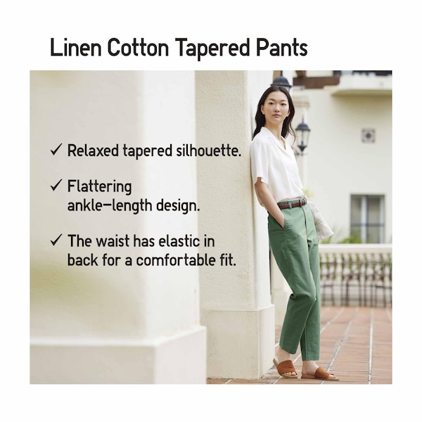 Uniqlo Linen Cotton Tapered Naisten Housut Ruskea | 1627-YXWPF