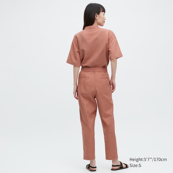 Uniqlo Linen Cotton Tapered Naisten Housut Ruskea | 1627-YXWPF