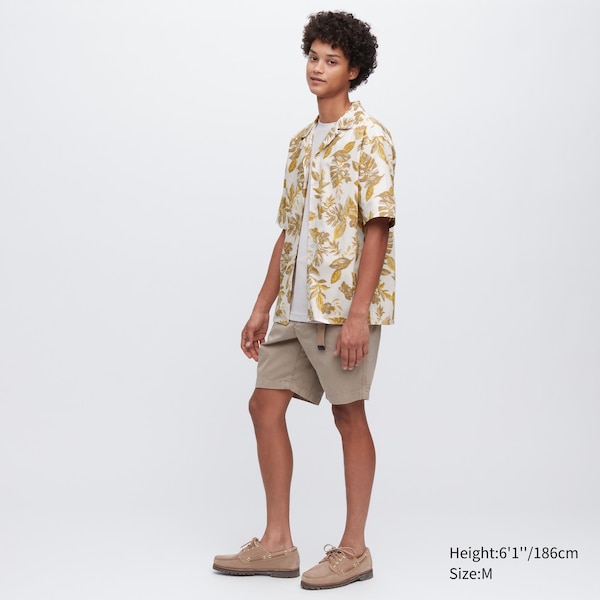 Uniqlo Open Collar Short-Sleeve Miesten Paidat Keltainen | 4392-RHGWO