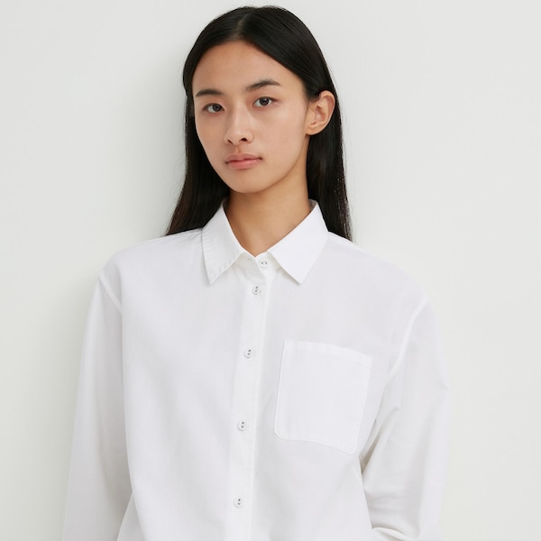 Uniqlo Oxford Long-Sleeve Naisten Paidat Valkoinen | 5318-BRSQA