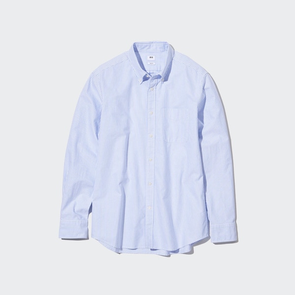 Uniqlo Oxford Striped Slim-Fit Long-Sleeve Miesten Paidat Sininen | 8304-PSQFV