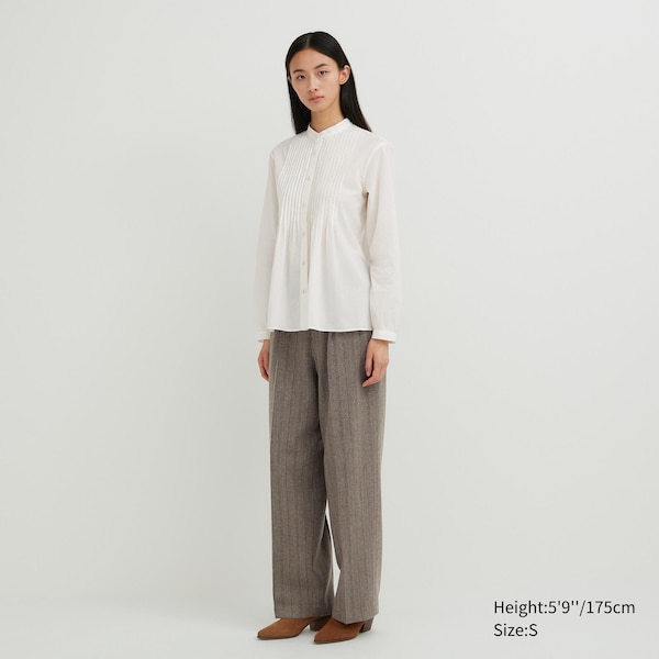 Uniqlo Pintuck Long Sleeve Naisten Paidat Valkoinen | 0537-PMGXB