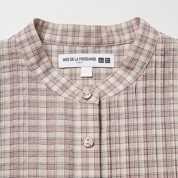 Uniqlo Pintuck Plaid Long-Sleeve Naisten Paidat Beige | 1275-WDPFE