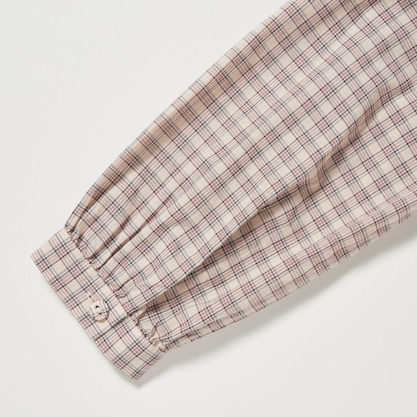 Uniqlo Pintuck Plaid Long-Sleeve Naisten Paidat Beige | 1275-WDPFE