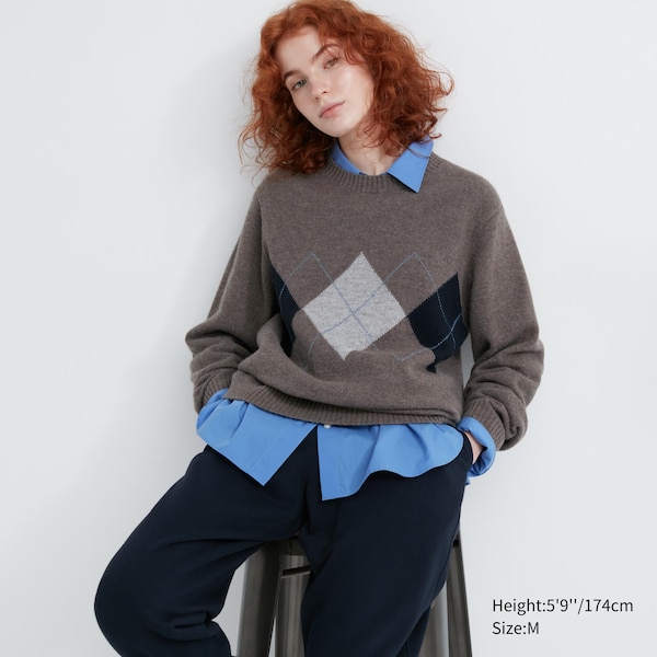 Uniqlo Premium Lambswool Crew Neck Long-Sleeve Naisten Neulepuserot Ruskea | 8736-UCDOA