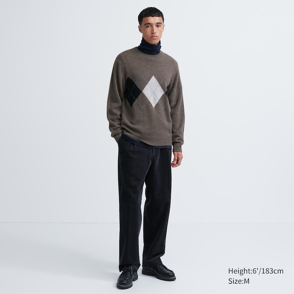 Uniqlo Premium Lambswool Crew Neck Long-Sleeve Miesten Neulepuserot Ruskea | 9872-MKVEW