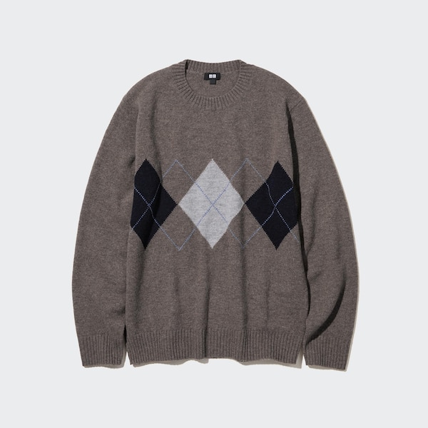 Uniqlo Premium Lambswool Crew Neck Long-Sleeve Miesten Neulepuserot Ruskea | 9872-MKVEW