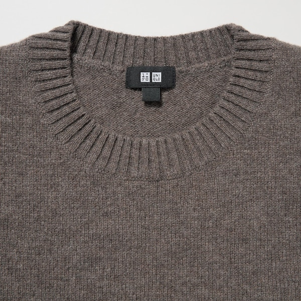 Uniqlo Premium Lambswool Crew Neck Long-Sleeve Miesten Neulepuserot Ruskea | 9872-MKVEW