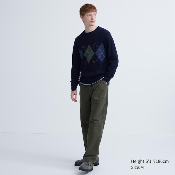 Uniqlo Premium Lambswool Crew Neck Long-Sleeve Miesten Neulepuserot Laivastonsininen | 0641-XRTFN