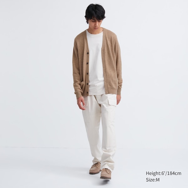 Uniqlo Premium Lambswool V-Neck Long-Sleeve Miesten Neuletakki Beige | 6374-VRFMO