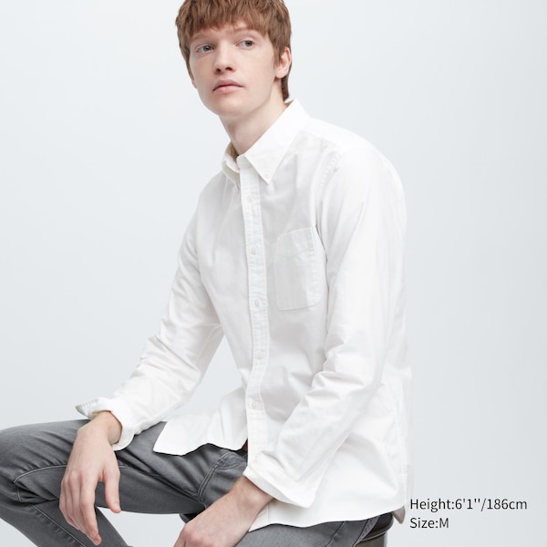 Uniqlo Premium Linen Long-Sleeve Miesten Paidat Valkoinen | 4562-WYFSE