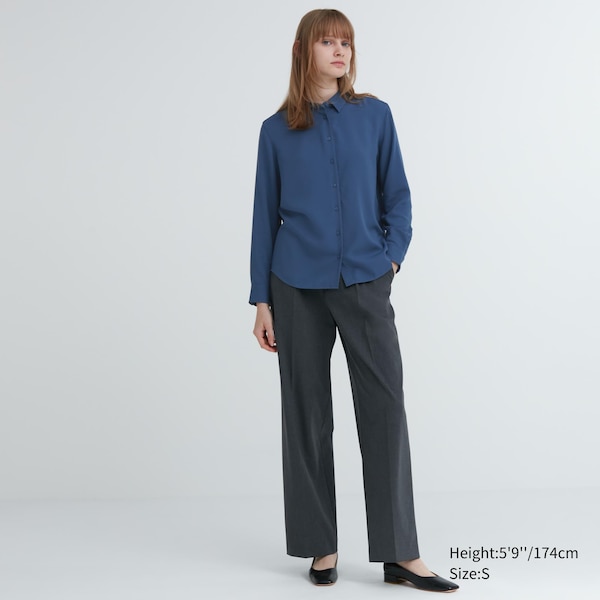 Uniqlo Rayon Long-Sleeve Naisten Paidat Sininen | 8704-SICOH