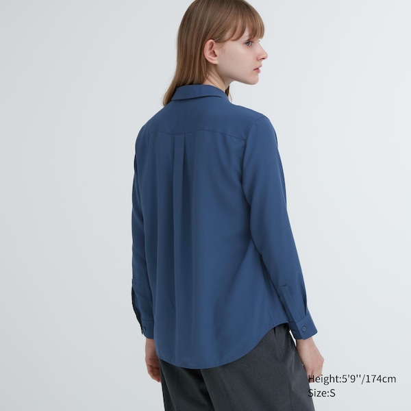 Uniqlo Rayon Long-Sleeve Naisten Paidat Sininen | 8704-SICOH