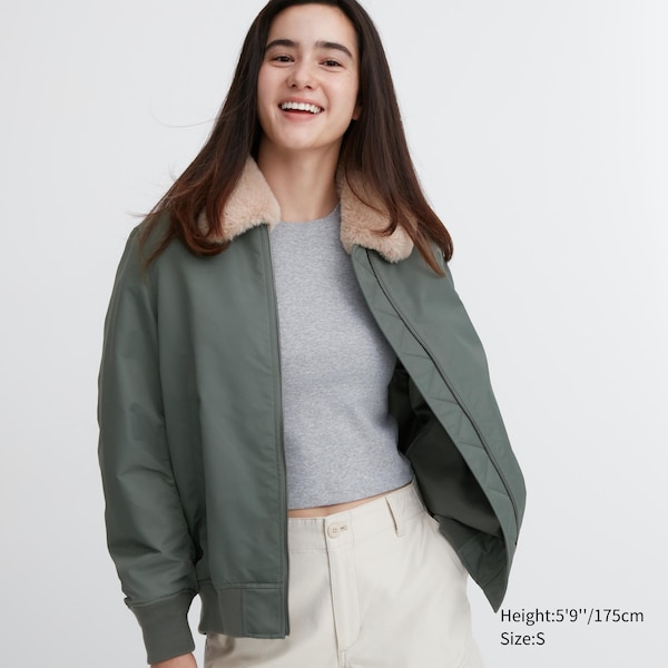 Uniqlo Ribbed Blouson Naisten jackets Oliivinvihreä | 6734-FALUD