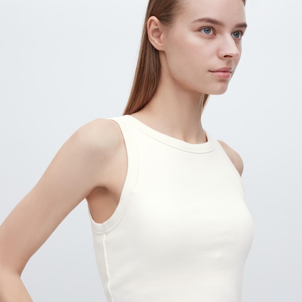 Uniqlo Ribbed Cropped Sleeveless Bra Naisten Topit Valkoinen | 3540-AHEGW