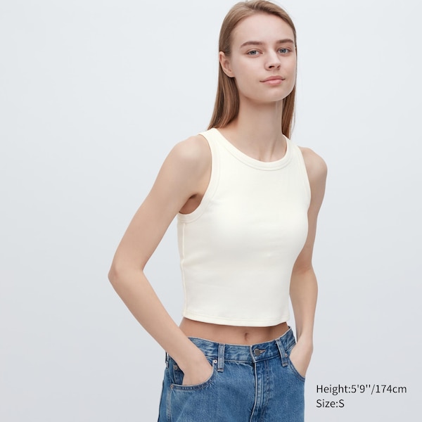 Uniqlo Ribbed Cropped Sleeveless Bra Naisten Topit Valkoinen | 3540-AHEGW