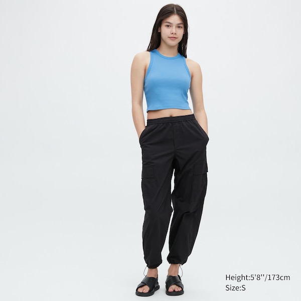 Uniqlo Ribbed Racer Back Cropped Tank Naisten Topit Sininen | 8136-NBHOD