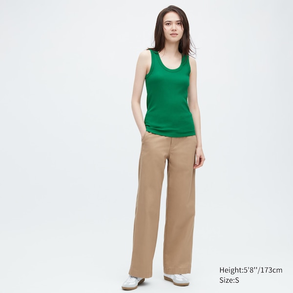 Uniqlo Ribbed Tank Naisten Topit Vihreä | 4518-DQIXM