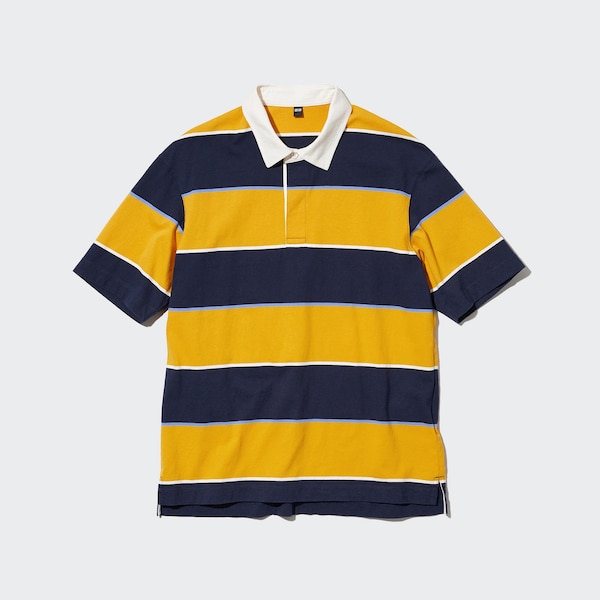 Uniqlo Rugger Striped Short Sleeve Miesten Pikeepaita Keltainen | 7168-DMGIV