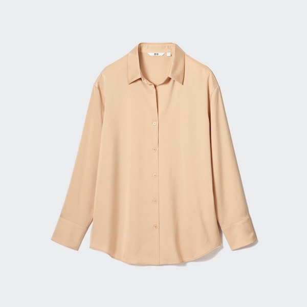 Uniqlo Satin Long-Sleeve Naisten Paidat Oranssi | 0438-MNWAP