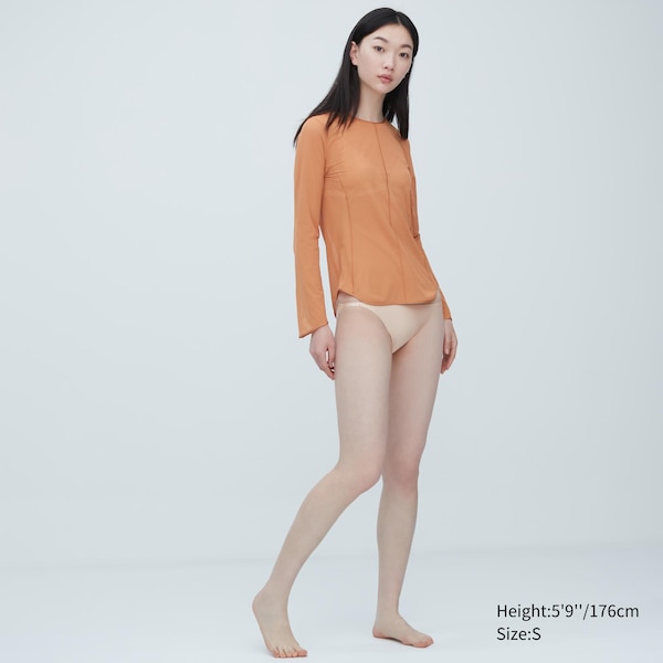 Uniqlo Sheer Crew Neck Long-Sleeve Naisten T Paidat Ruskea | 1375-GZDBO