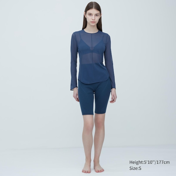 Uniqlo Sheer Crew Neck Long-Sleeve Naisten T Paidat Ruskea | 9415-WSGIO