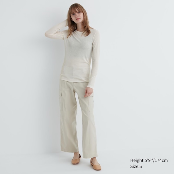 Uniqlo Sheer Jersey Crew Neck Long-Sleeve Naisten T Paidat Valkoinen | 3105-WGAFJ