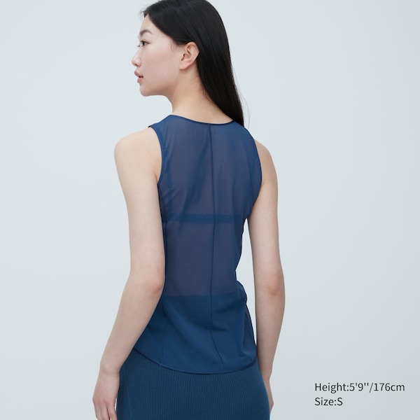 Uniqlo Sheer Sleeveless Naisten Topit Sininen | 5294-IXHPA