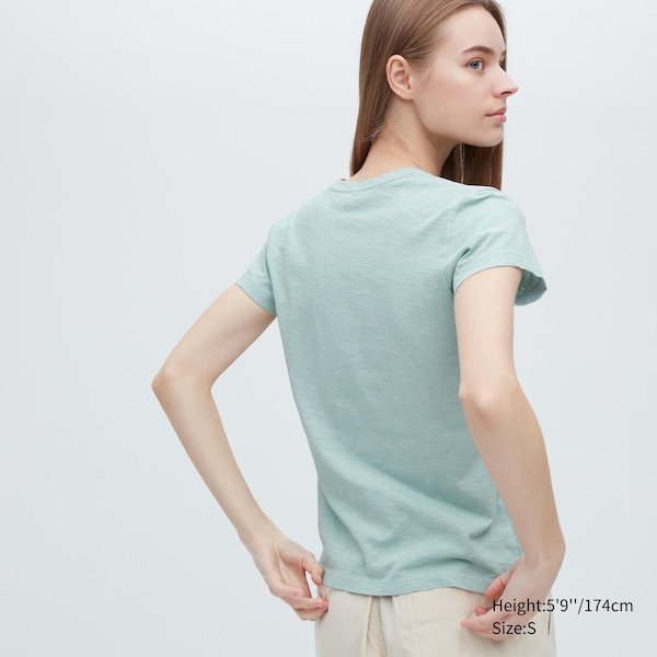 Uniqlo Slub Jersey V-Neck Short-Sleeve Naisten T Paidat Turkoosi | 0893-HZXCP