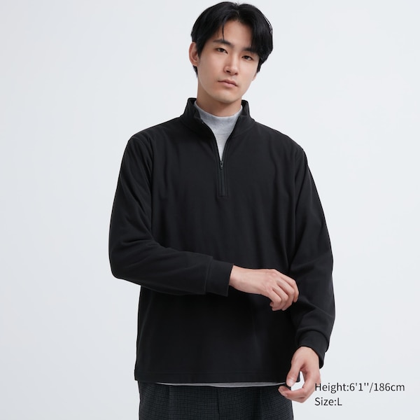 Uniqlo Smooth Fleece Half-Zip Long-Sleeve Miesten T Paidat Mustat | 7340-MNHRL