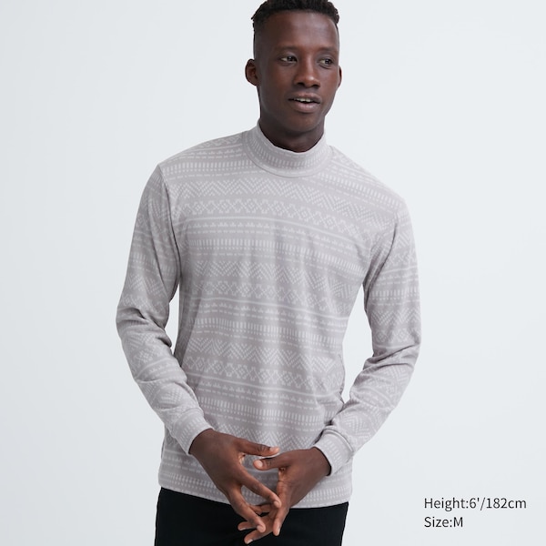 Uniqlo Smooth Fleece Printed Mock Neck Miesten T Paidat Harmaat | 1024-BGPIJ