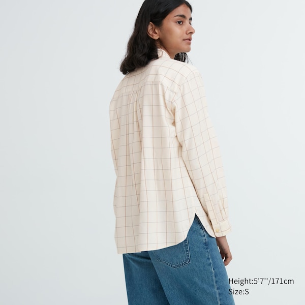 Uniqlo Soft Brushed Checked Long-Sleeve Naisten Paidat Valkoinen | 1563-MOVXE