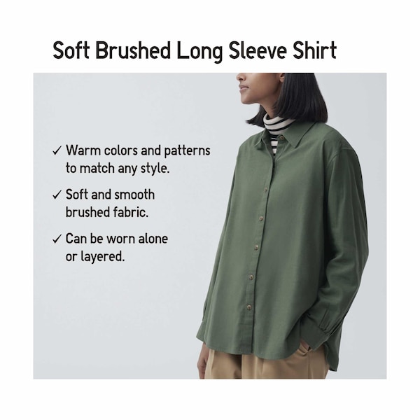 Uniqlo Soft Brushed Long-Sleeve Naisten Paidat Vihreä | 0842-VGDCX