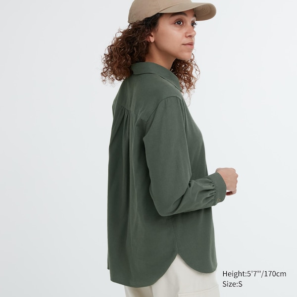 Uniqlo Soft Brushed Long-Sleeve Naisten Paidat Vihreä | 0842-VGDCX