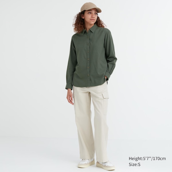 Uniqlo Soft Brushed Long-Sleeve Naisten Paidat Vihreä | 0842-VGDCX