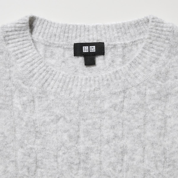 Uniqlo Souffle Yarn Cable Crew Neck Miesten Neulepuserot Valkoinen | 4026-MYCVS