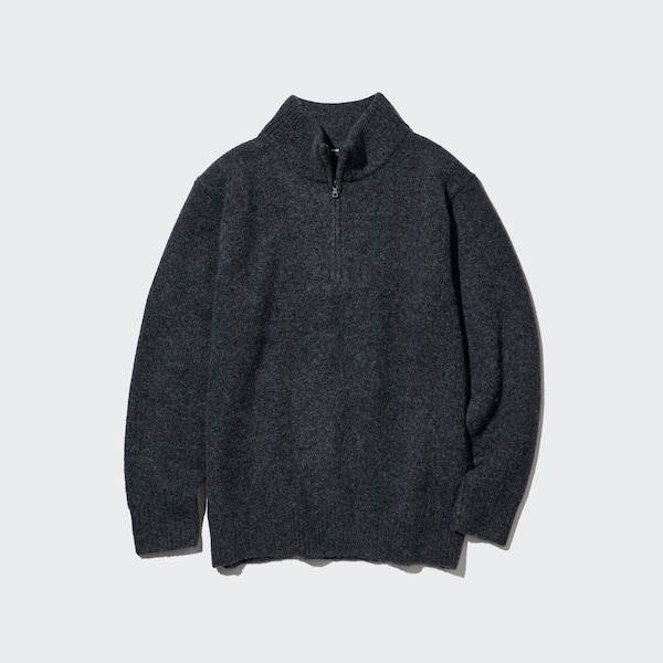 Uniqlo Souffle Yarn Long-Sleeve Half-Zip Miesten Neulepuserot Tummanharmaat | 6215-UWQYI