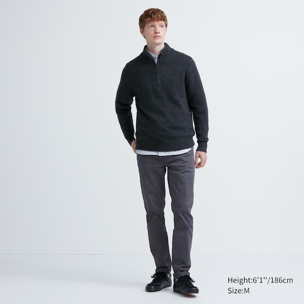 Uniqlo Souffle Yarn Long-Sleeve Half-Zip Miesten Neulepuserot Tummanharmaat | 6215-UWQYI